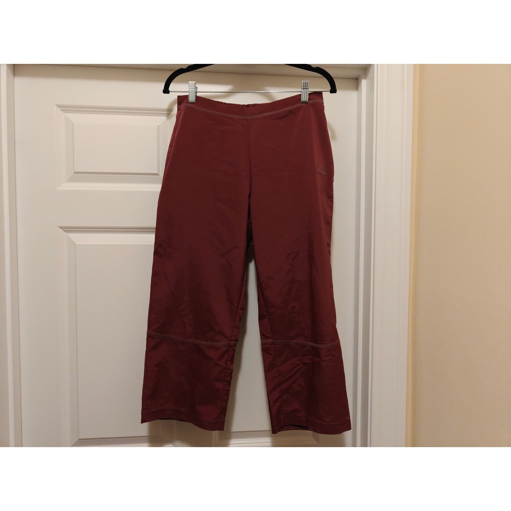Vintage Adidas Womens Burgundy Cropped Track Pants Wide Leg Y2K AYA001 Size M